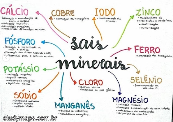 Tópicos Mapa Mental Sobre Sais Minerais Mais Conhecimento Obrigatório 9843