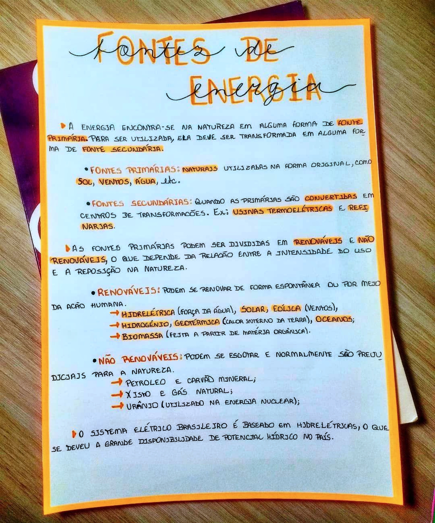 MAPA MENTAL SOBRE FONTES DE ENERGIA - STUDY MAPS