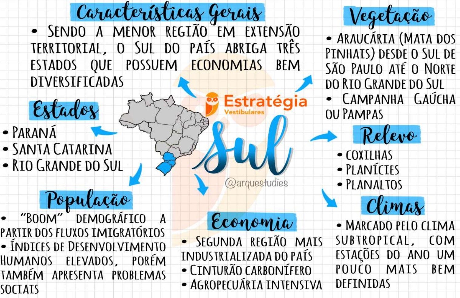 Mapa mental sobre A REGIAO SUL
