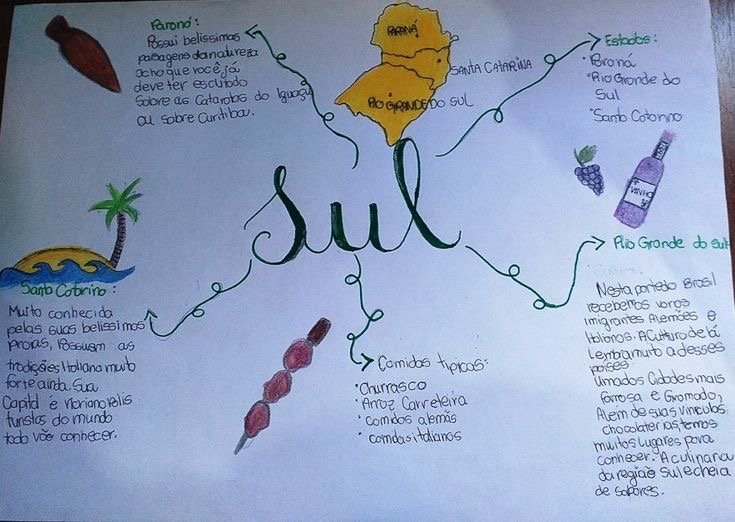 Mapa mental sobre A REGIAO SUL