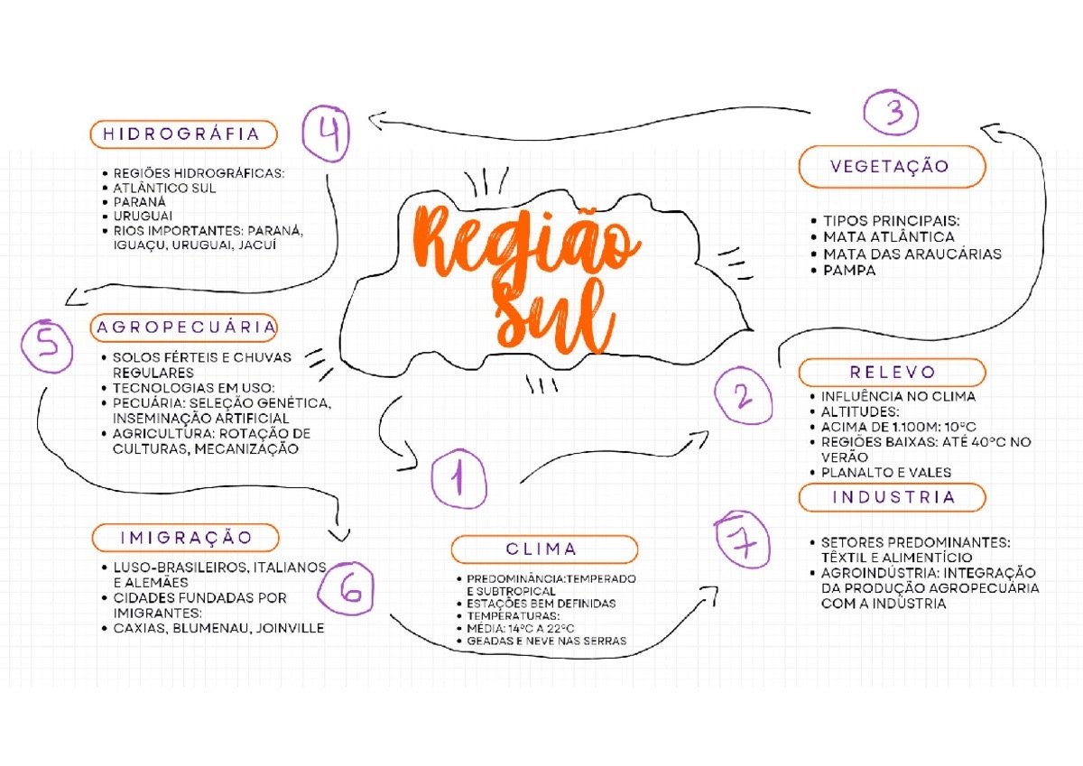 Mapa mental sobre A REGIAO SUL