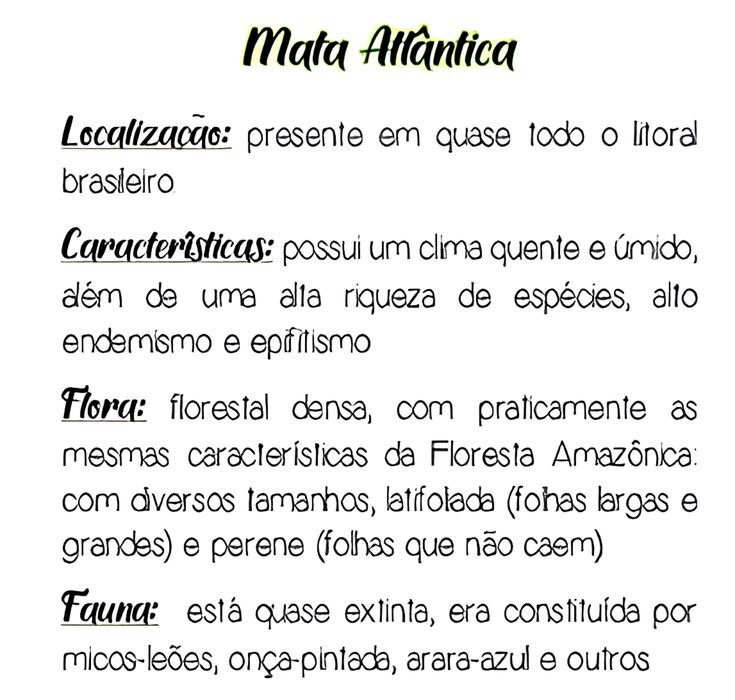 Mapa mental sobre A MATA ATLANTICA