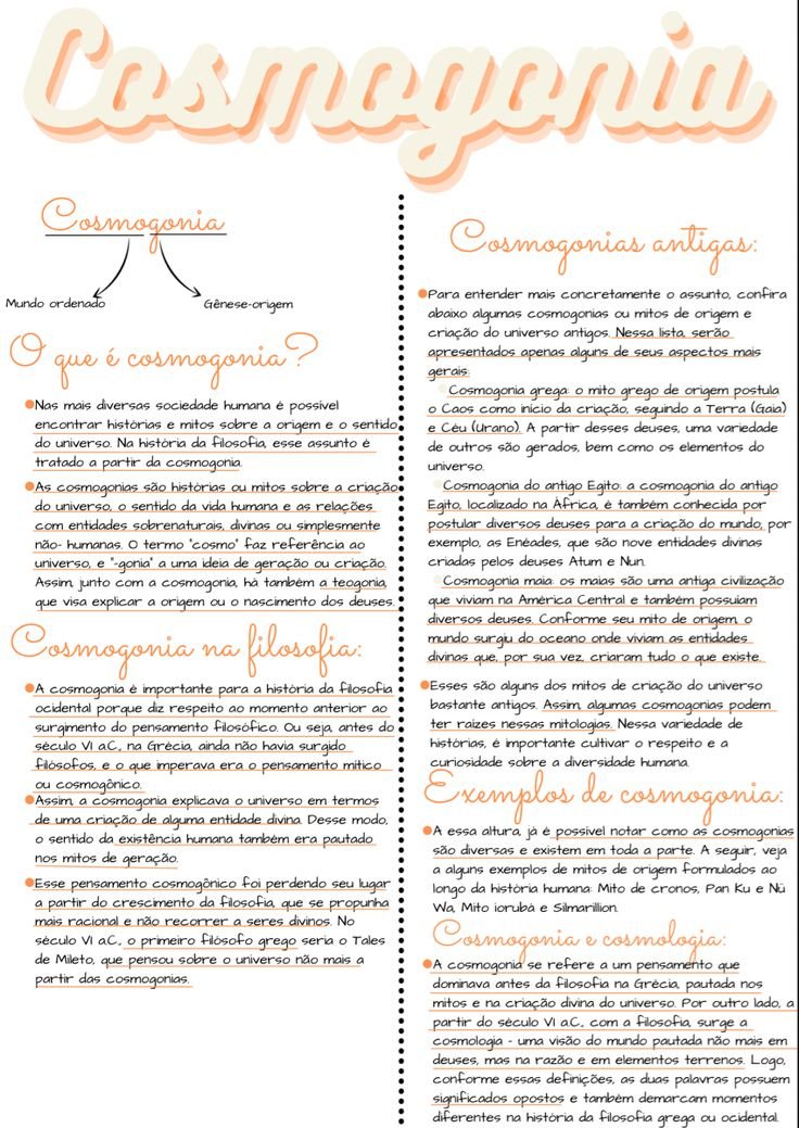 Mapa mental sobre COSMOLOGIA