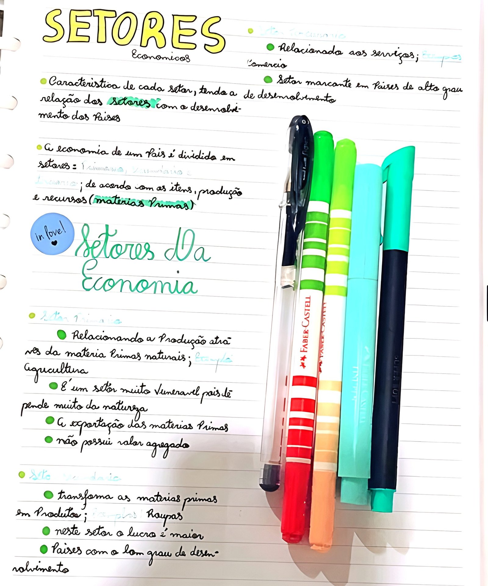 Mapa mental sobre SETORES DA ECONOMIA