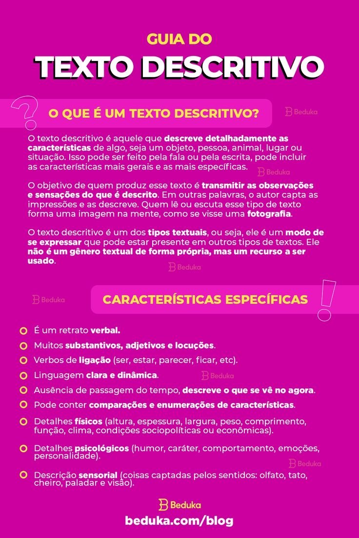 Mapa mental sobre TEXTO DESCRITIVO