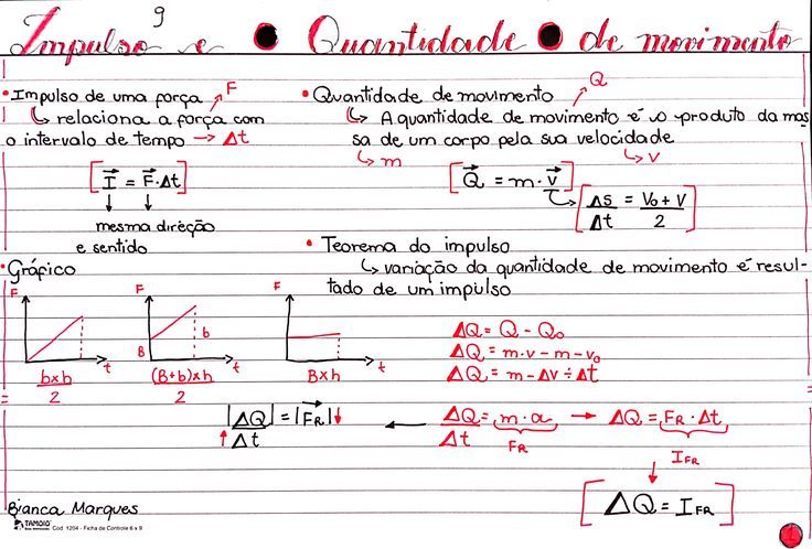 Mapa mental sobre QUANTIDADE DE MOVIMENTO
