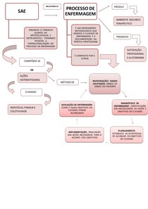 Mapa mental sobre SAE E PROCESSO DE ENFERMAGEM