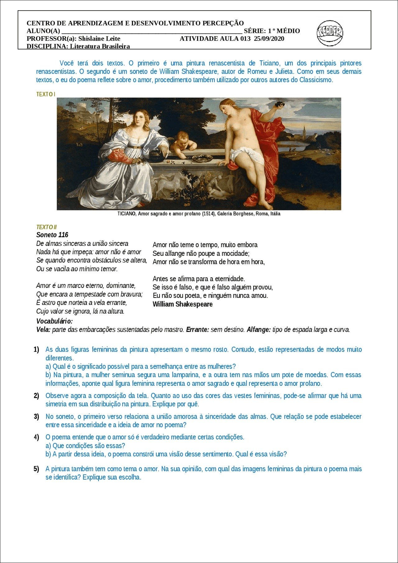 Mapa mental com palavra central CENTRO DE APRENDIZAGEM E DESENVOLVIMENTO PERCEPÇÃO, ramificando-se para SÉRIE 1° MÉDIO e ALUNOA