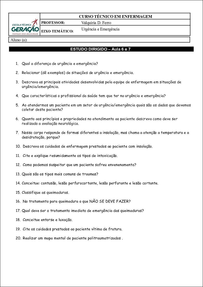 Mapa mental com Curso Técnico em Enfermagem no centro, ramificando-se para Professor, Valquiria D Ferro e Escola Técnica