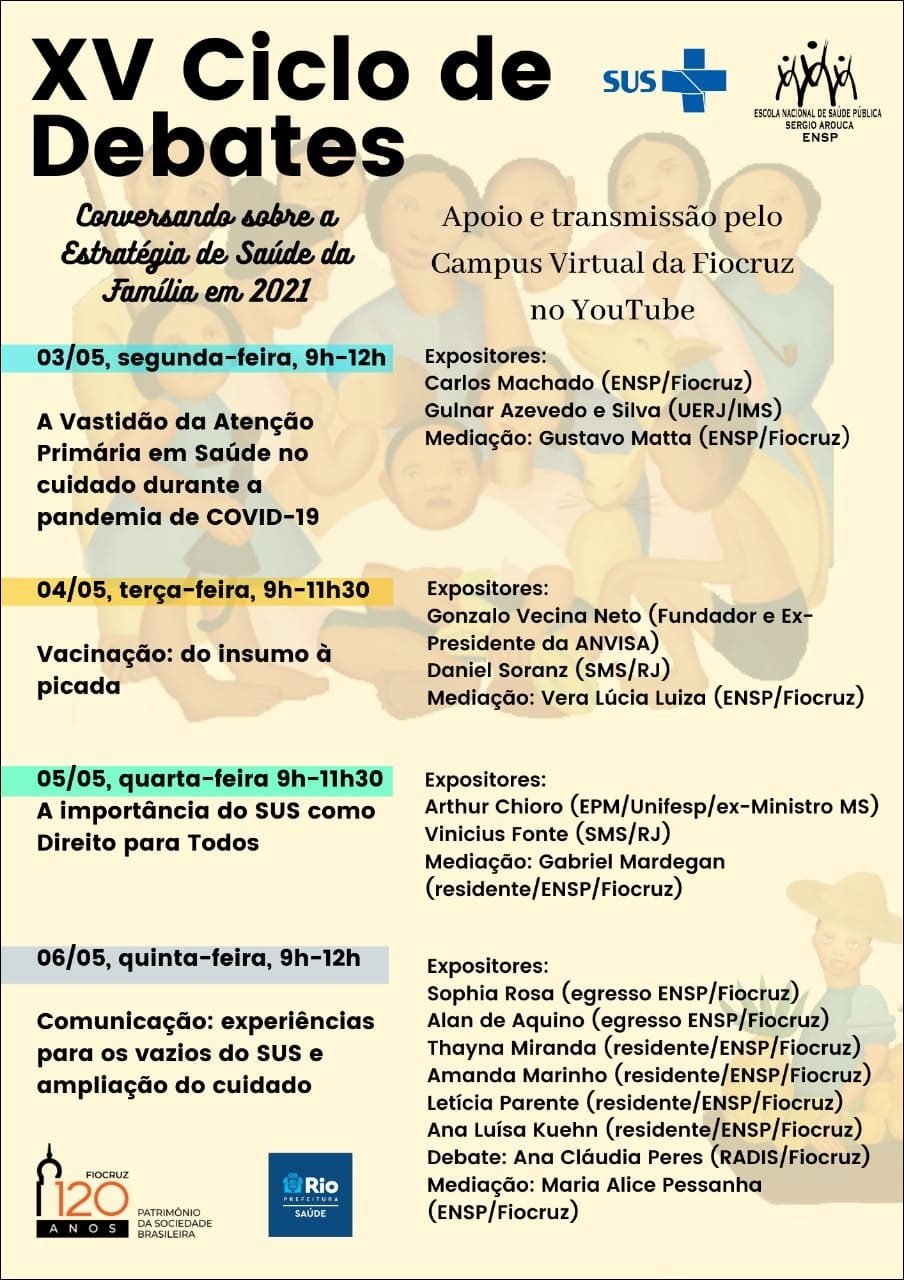 Mapa mental com XV Ciclo de no centro, ramificando-se para SUS e ESCOLA NACIONAL DE SAÚDE PUBLICA