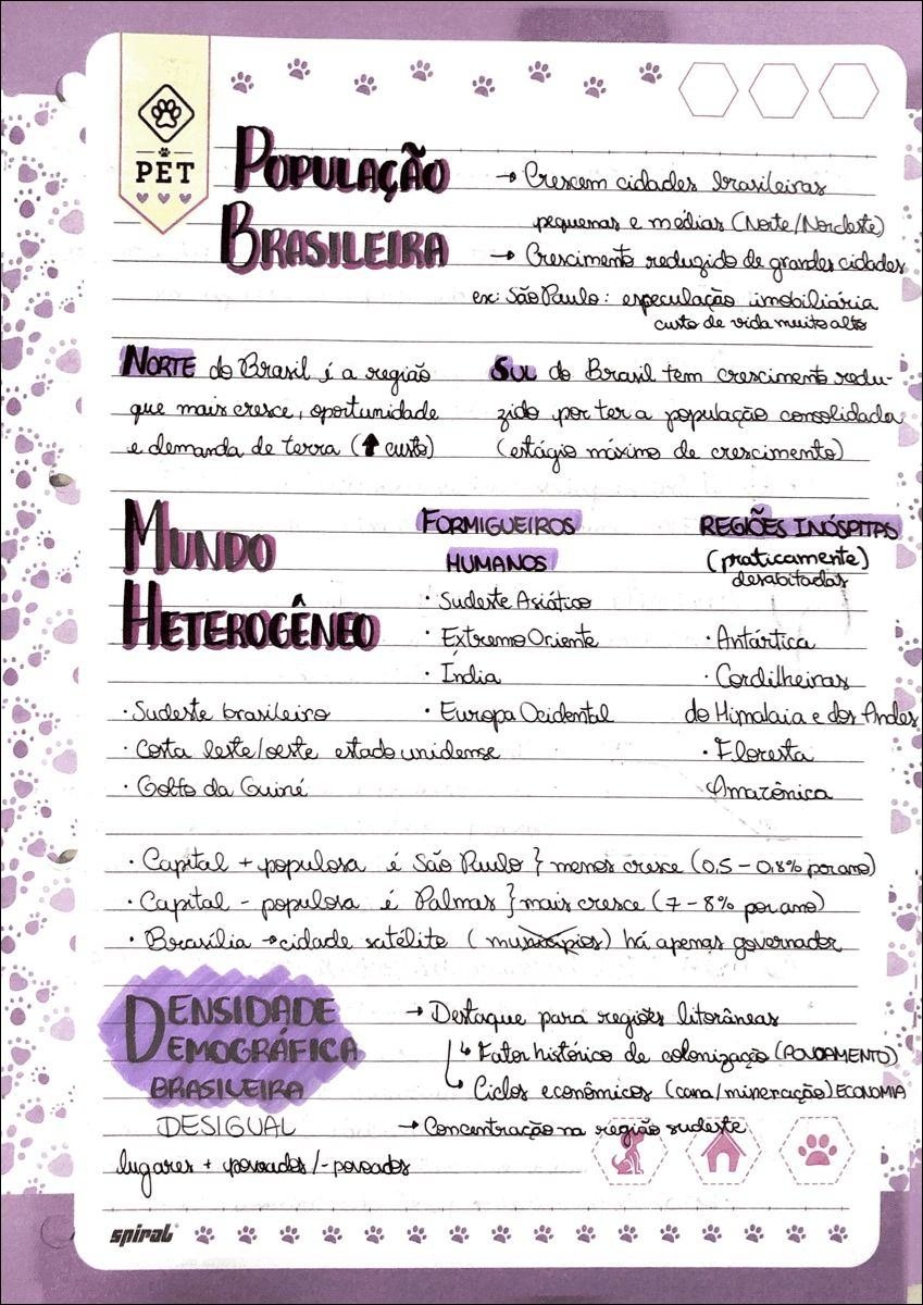 Mapa mental com População no centro, ramificando-se para Crescem cidades brasileiras e BRASILEIRA