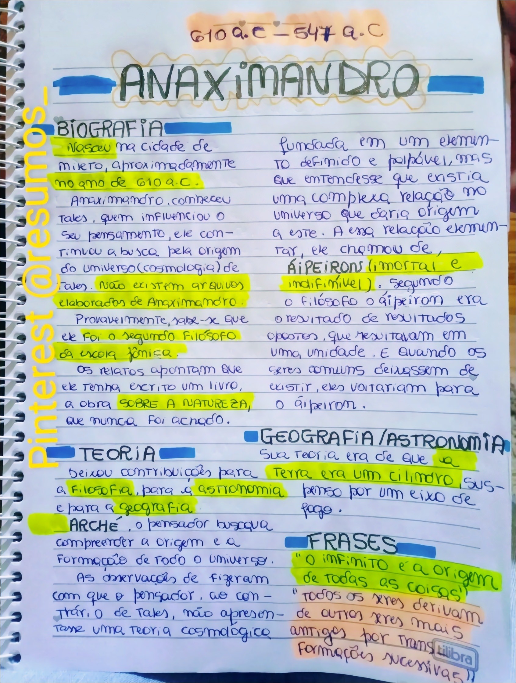 Pré-Socráticos resumo Anaximandro  Pré socráticos resumo, Mapas mentais,  Mapa