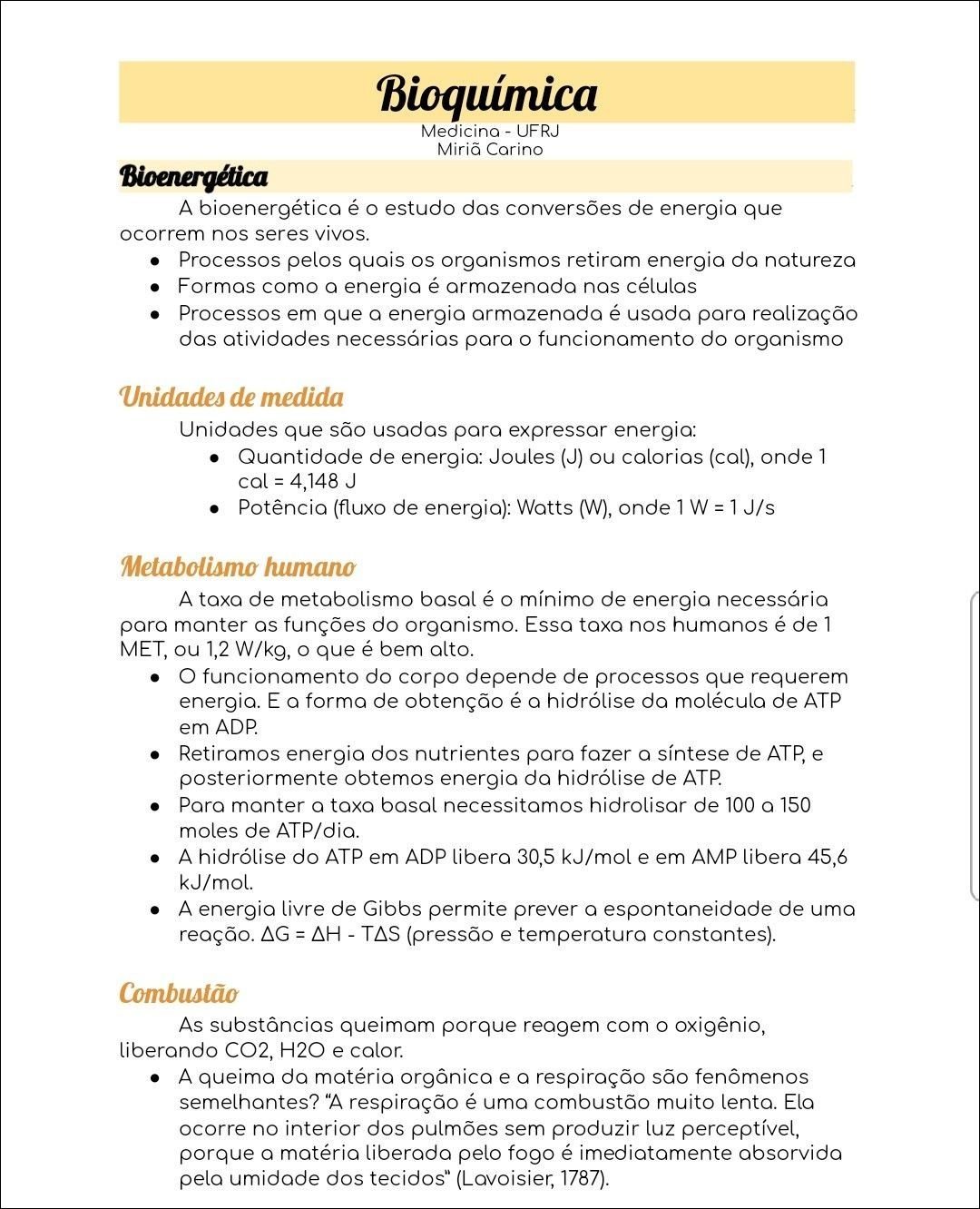 Mapa mental com Bioenergética no centro, ramificando-se para Medicina UFRJ e Miriã Carina