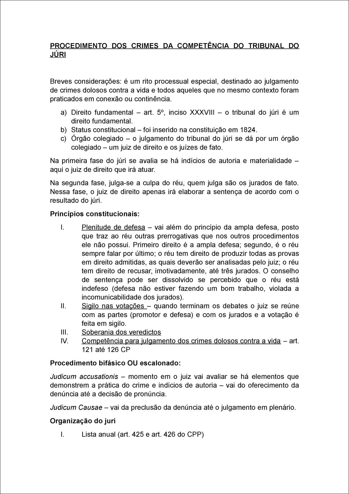 Procedimento dos Crimes do Tribunal do Júri: Breves Considerações