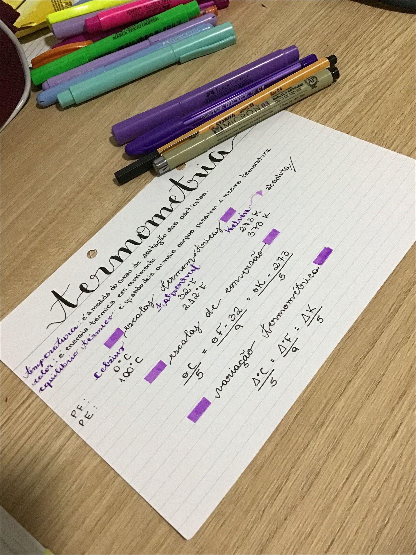 Mapa mental com termometria no centro, ramificando-se para marca texto Grifpen e marca texto Griefen