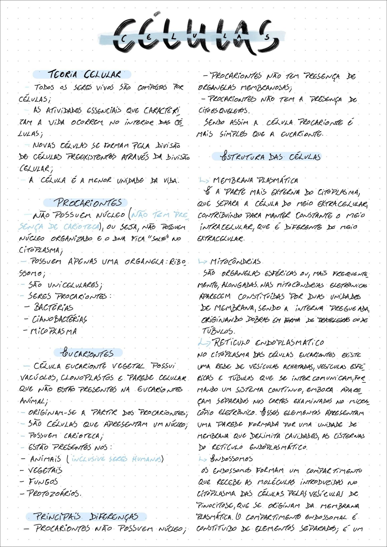 Teoria Celular e a Estrutura das Células