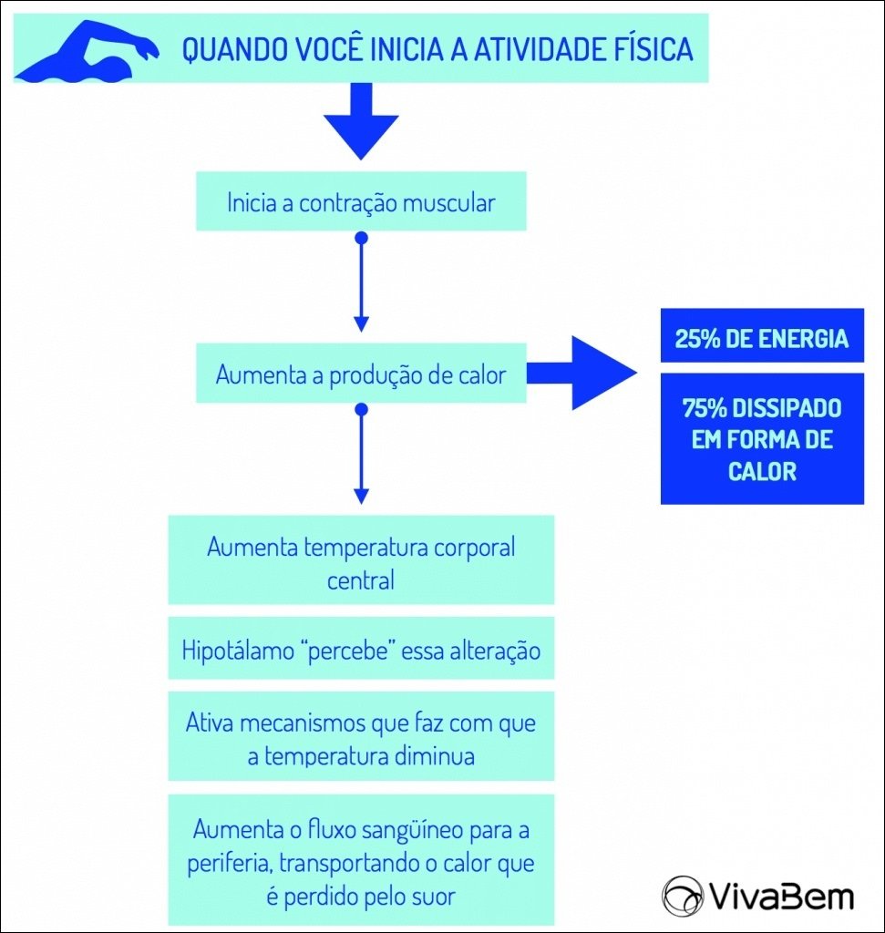 Mapa mental com Atividade Física no centro, ramificando-se para Contração Muscular e Produção de Calor