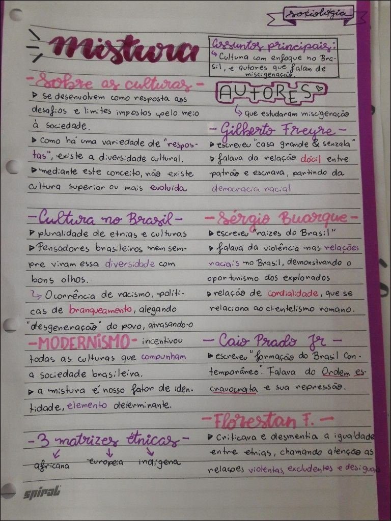 Mapa mental com Sociologia no centro, ramificando-se para Mistura e Assuntos Principais