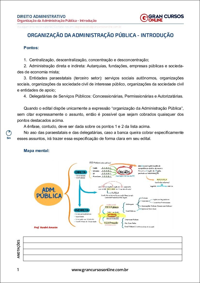 Organização da Administração Pública: Conceitos e Entidades 