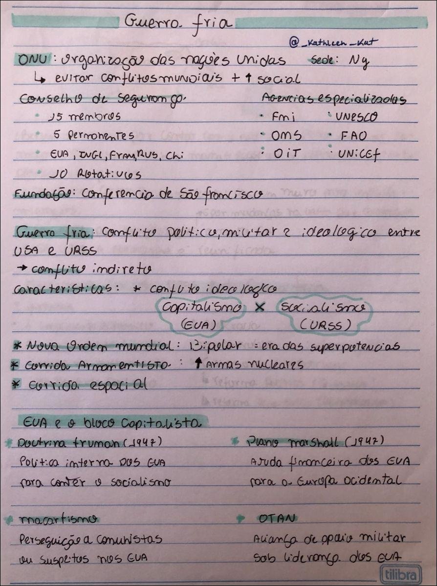 Mapa mental com Guerro fria no centro, ramificando-se para das magics unidas e Sede Ng