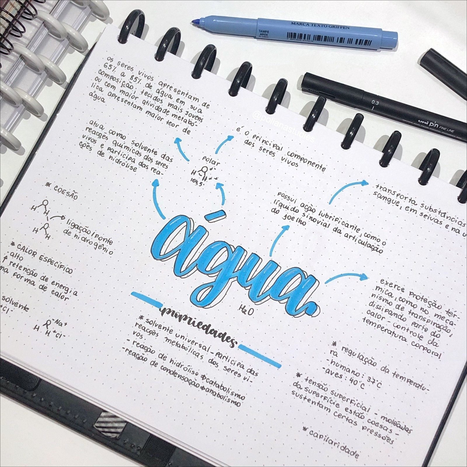 Mapa mental com MARCA TEXTO GRIFPEN no centro, ramificando-se para TAMPE e APÓS