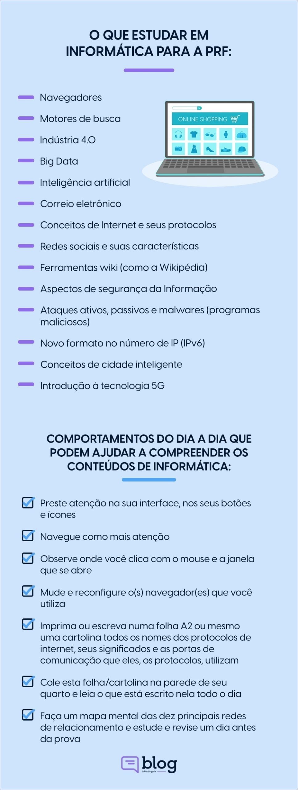 Mapa mental com INFORMÁTICA PARA A PRF no centro, ramificando-se para Navegadores e Motores de busca