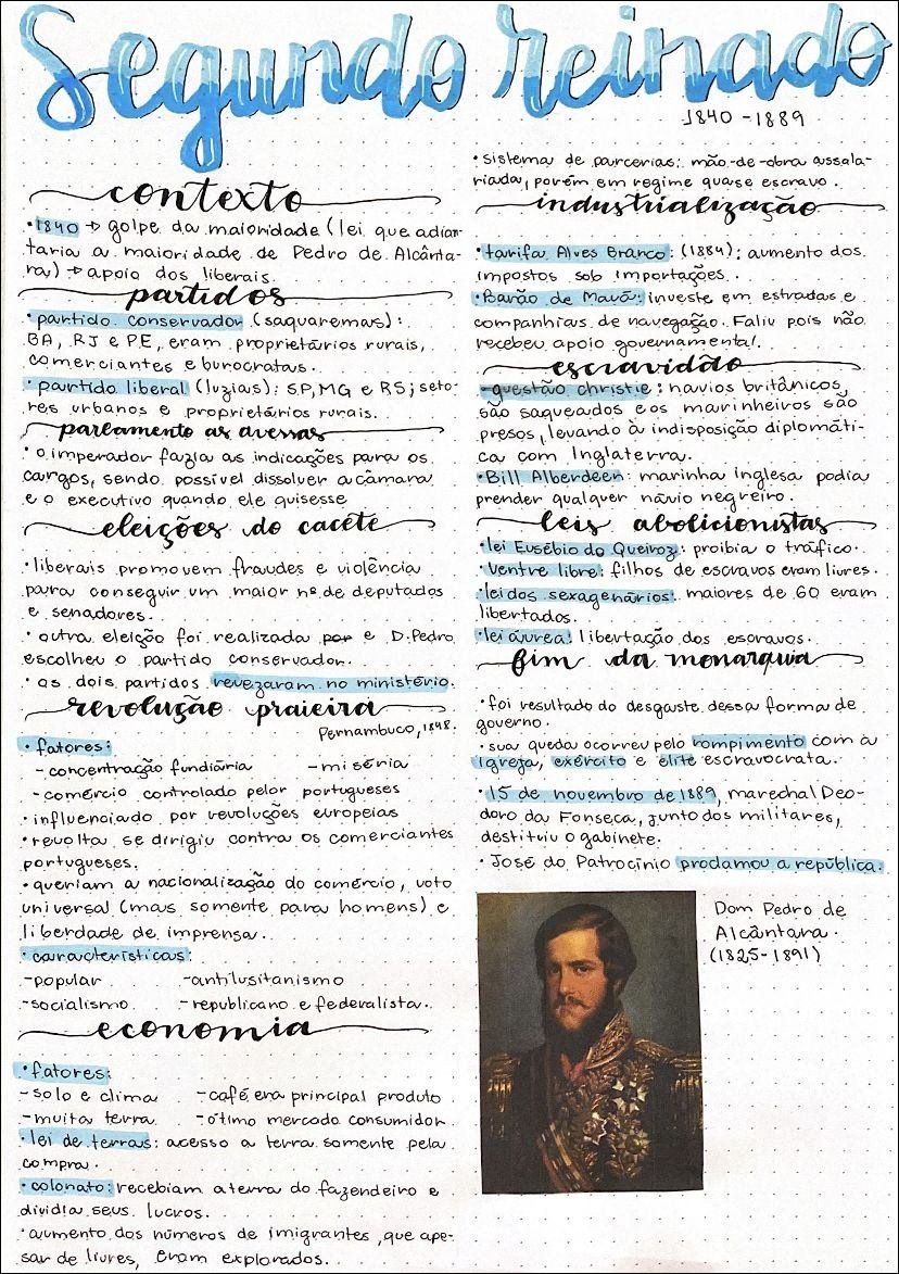 Mapa mental com riada no centro, ramificando-se para Segundo e reinado