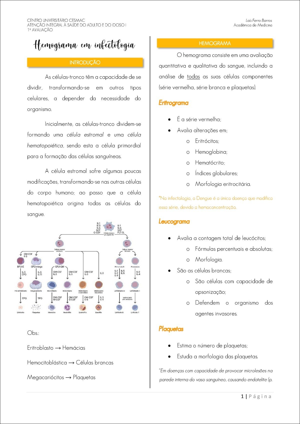Mapa mental com HEMOGRAMA no centro, ramificando-se para Hematócrito, Hemoglobina, Eritrograma e Eritócitos