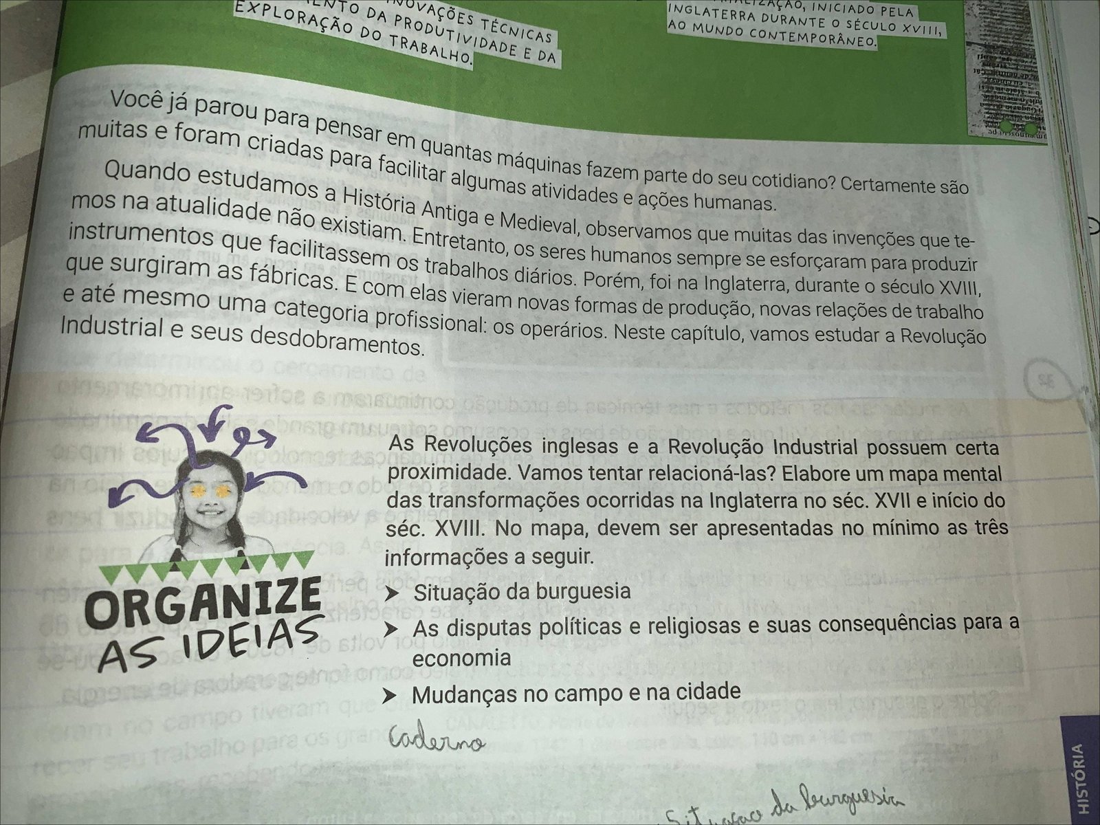 Mapa mental com Exploração do Trabalho no centro, ramificando-se para Produtividade e Técnicas
