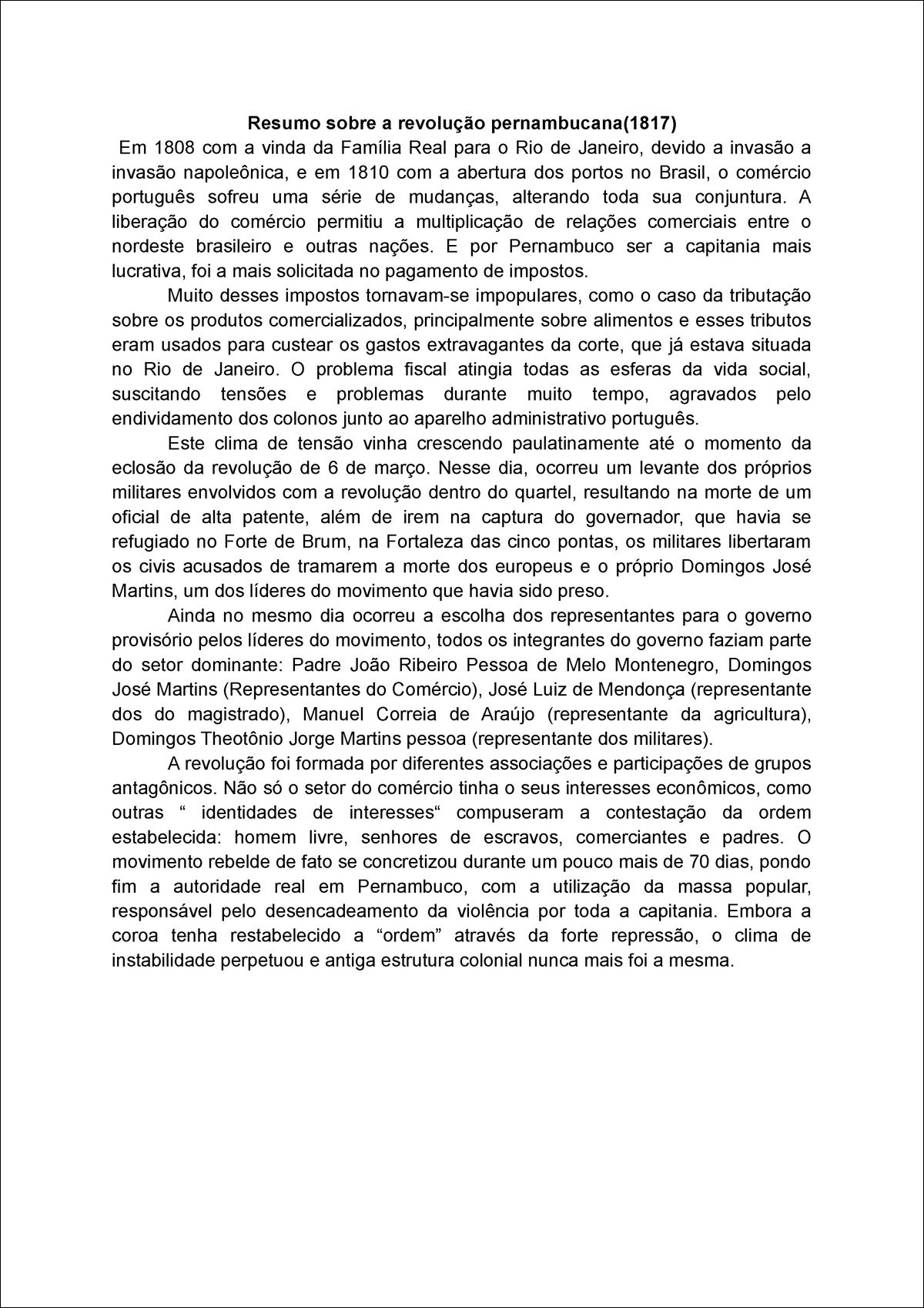 Revolução Pernambucana 1817: Resumo e Consequências