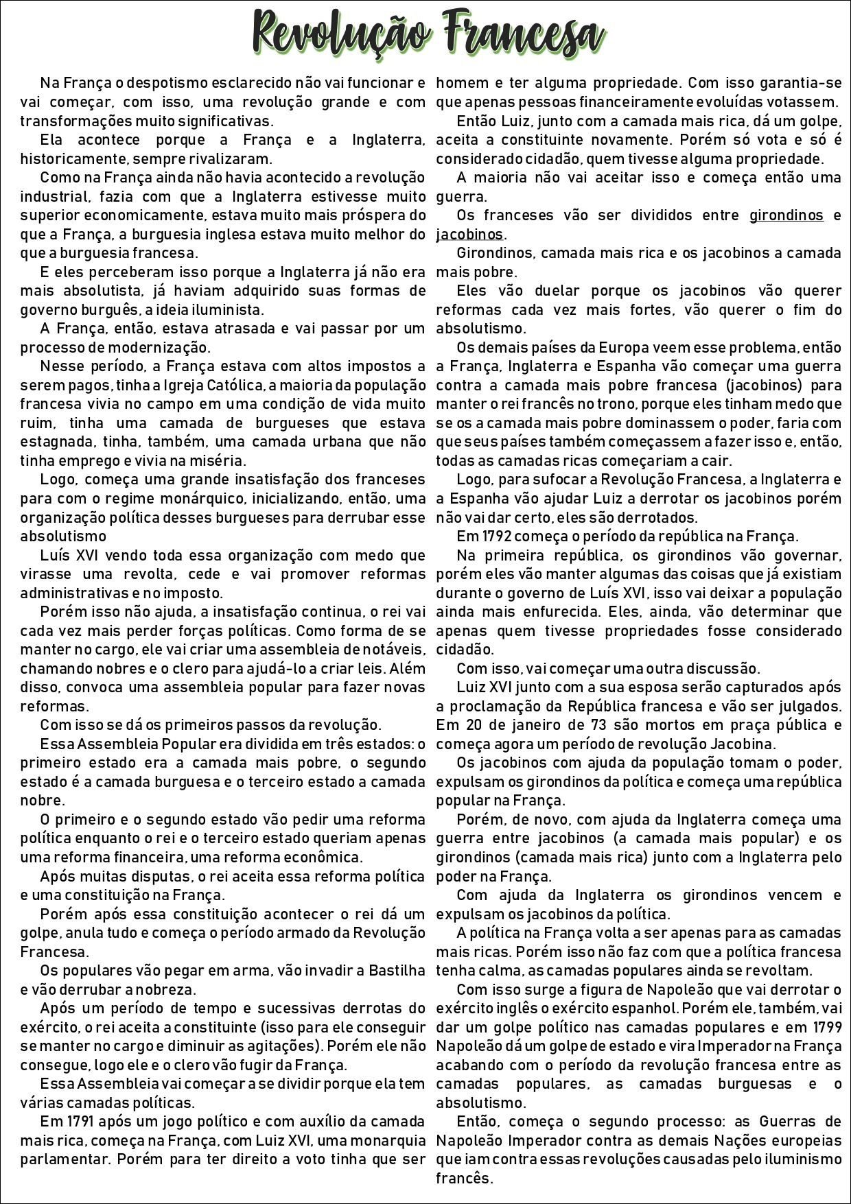 Mapa mental com Revolução Francesa no centro, ramificando-se para Despotismo Esclarecido e Homem com Propriedade