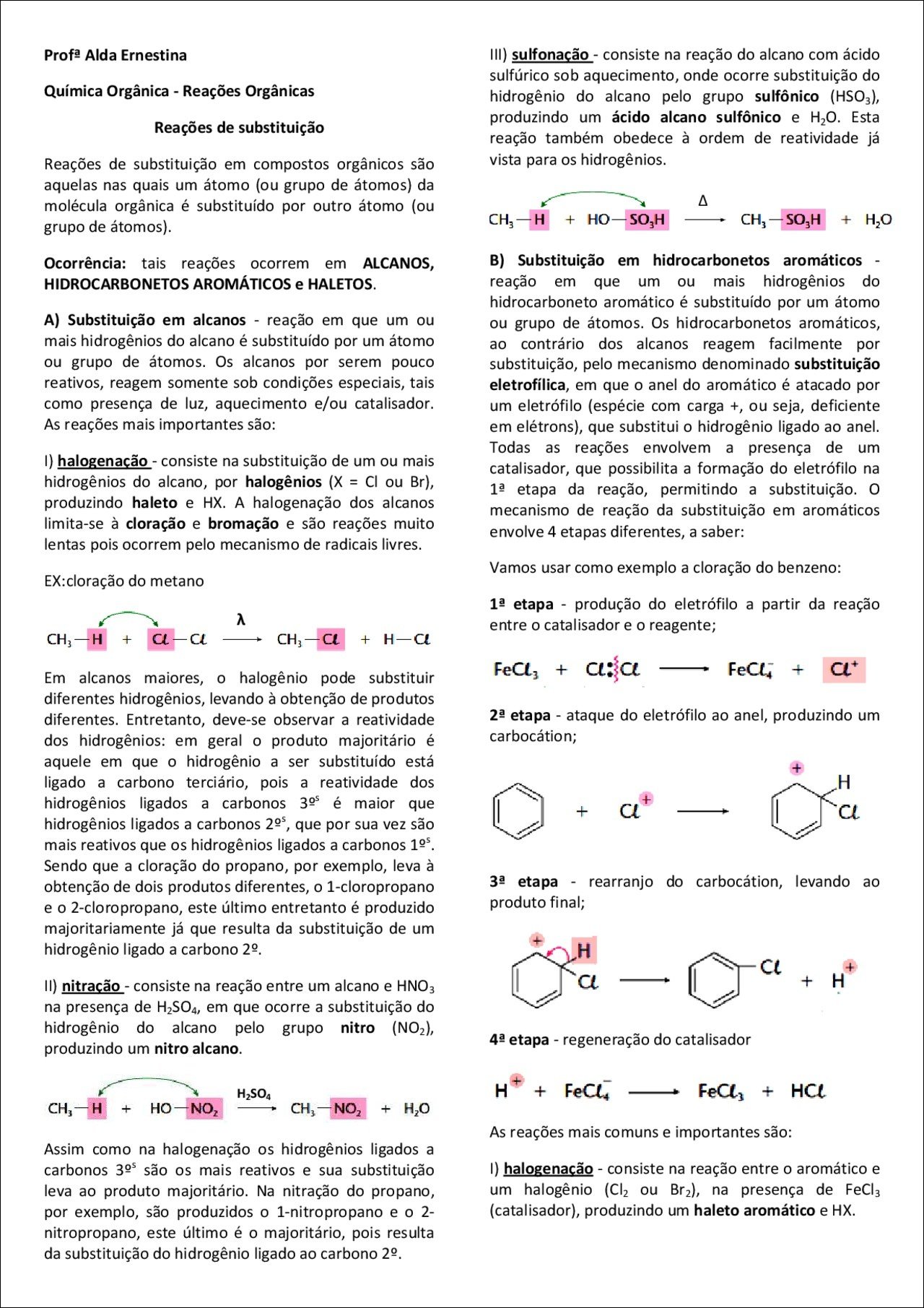 Mapa mental com sulfonação no centro, ramificando-se para ácido sulfônico e água