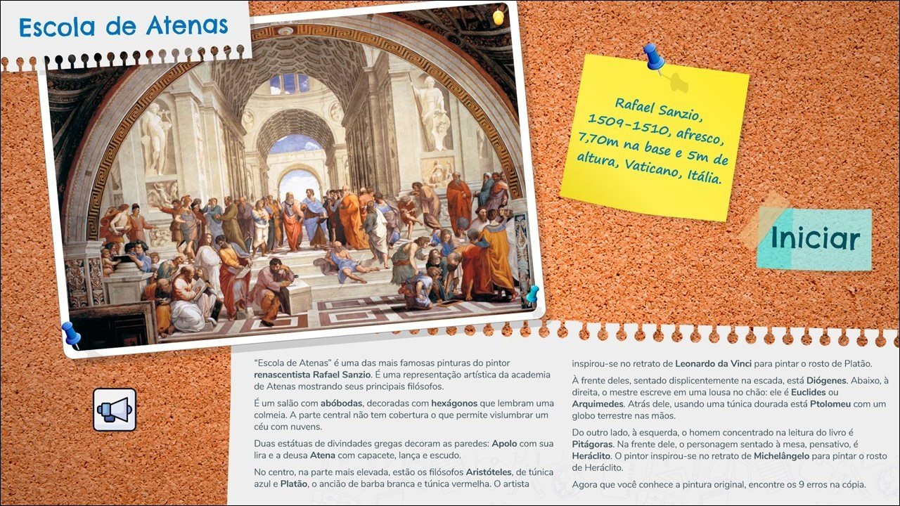 Mapa mental com Escola de Atenas no centro, ramificando-se para Rafael Sanzio e afresco