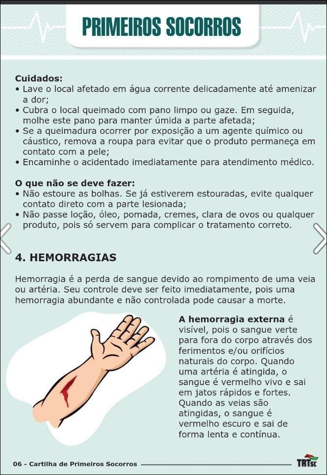 Mapa mental com Primeiros Socorros no centro, ramificando-se para Cuidados e Lave o local afetado em água corrente delicadamente até amenizar a dor