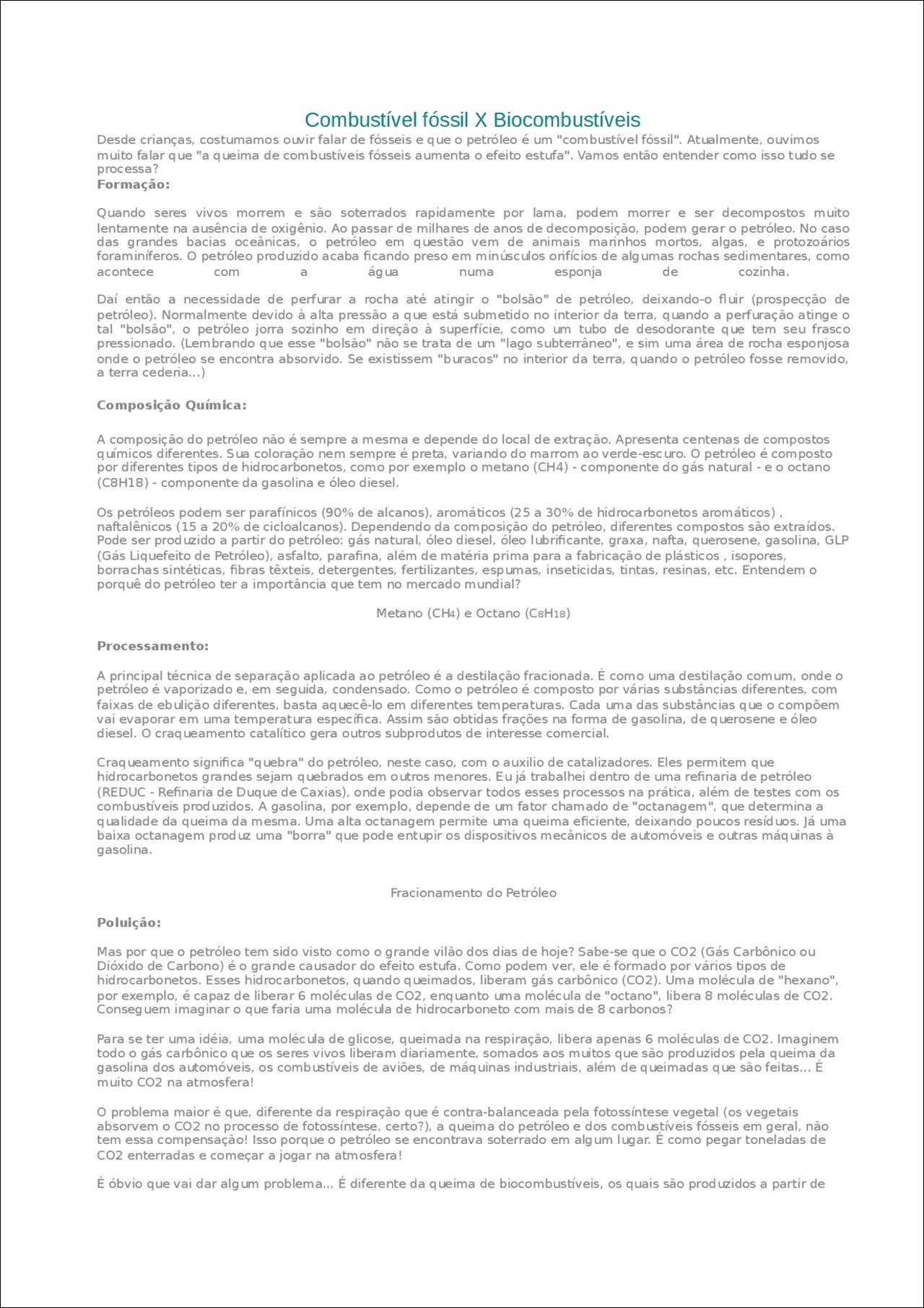 Mapa mental com Combustível fóssil no centro, ramificando-se para Biocombustíveis, Desde crianças costumamos ouvir falar de fósseis e que o petróleo é um combustível fóssil