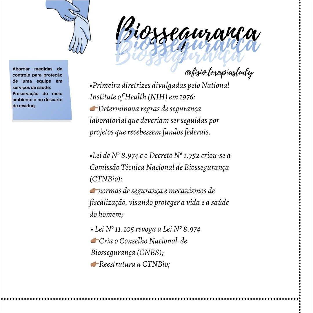 Mapa mental com Biossegurança no centro, ramificando-se para Abordar medidas de controle para proteção e Preservação do meio ambiente e no descarte