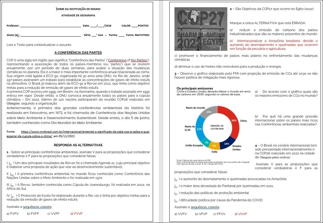 Mapa mental com COP27 no centro, ramificando-se para São Objetivos da COP27 que ocorre no Egito 2022 e reduzir a emissão de carbono dos países