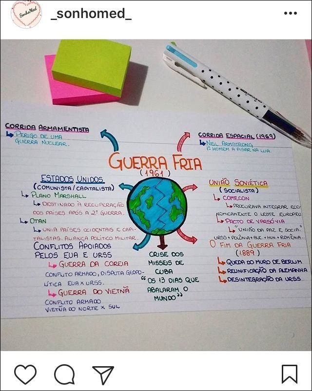 Mapa mental com CORRIDA ARMAMENTISTA no centro, ramificando-se para PERIGO DE UMA e CORRIDA ESPACIAL 1969