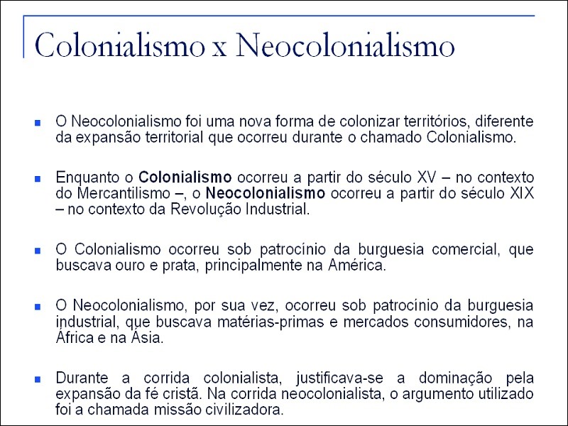 Mapas Mentais Sobre NEOCOLONIALISMO - Study Maps