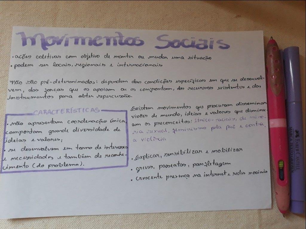 Movimentos Sociais, ramificando-se para Ações Coletivas e Situação