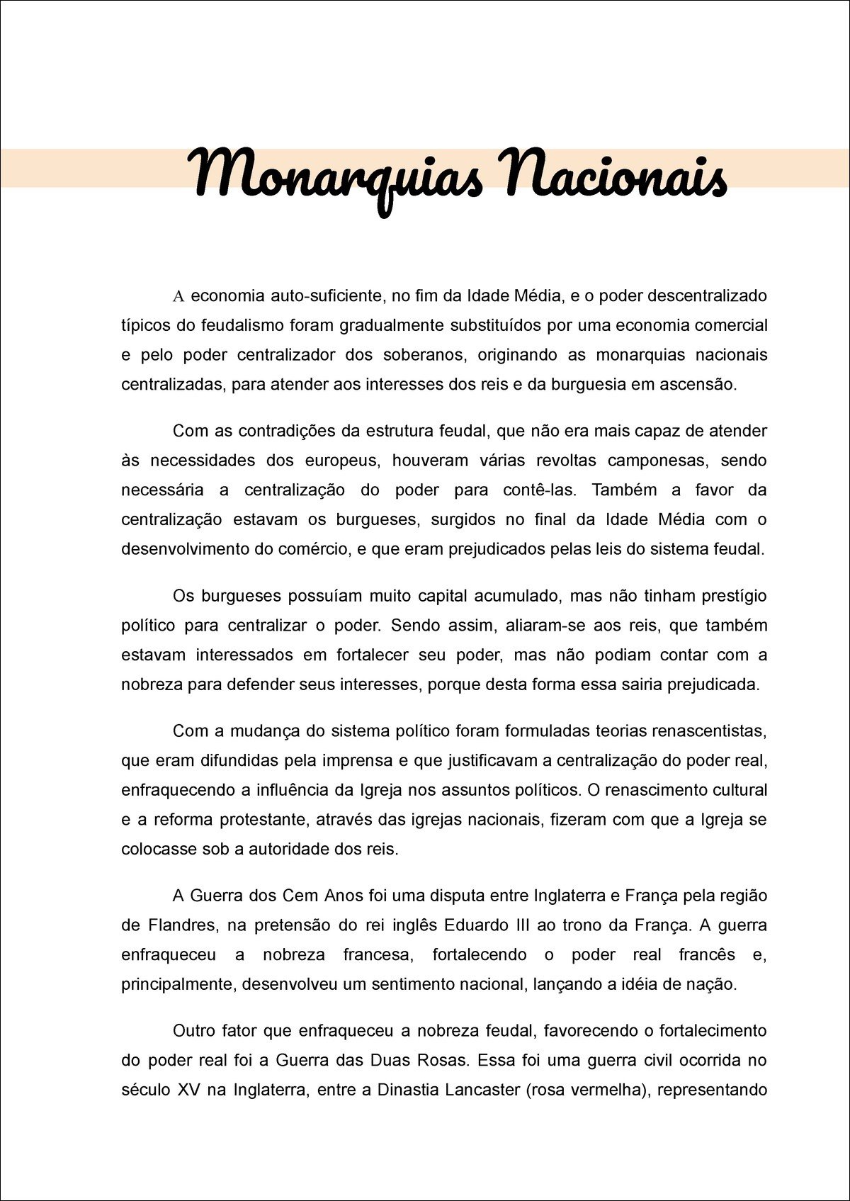 Monarquias Nacionais e Centralização do Poder