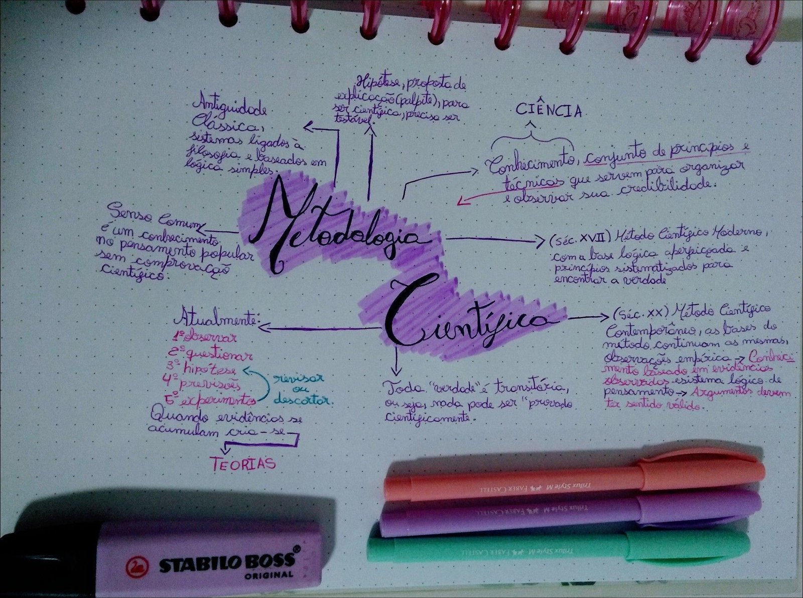 Mapa mental com CIÊNCIA no centro, ramificando-se para Hipstase proposto de e explicação palpite para