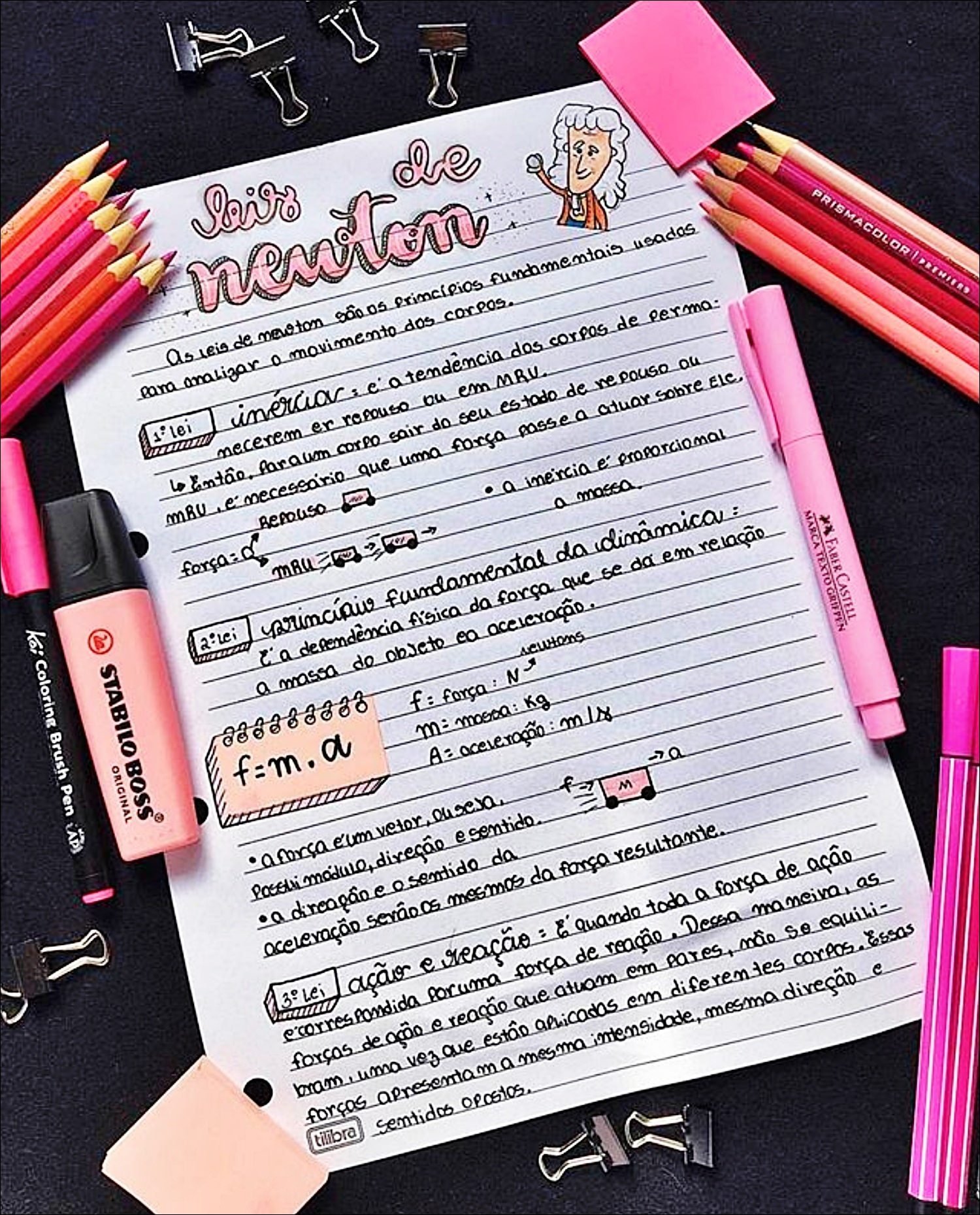 Mapa mental com Newton no centro, ramificando-se para Leis de Newton e Princípios fundamentais