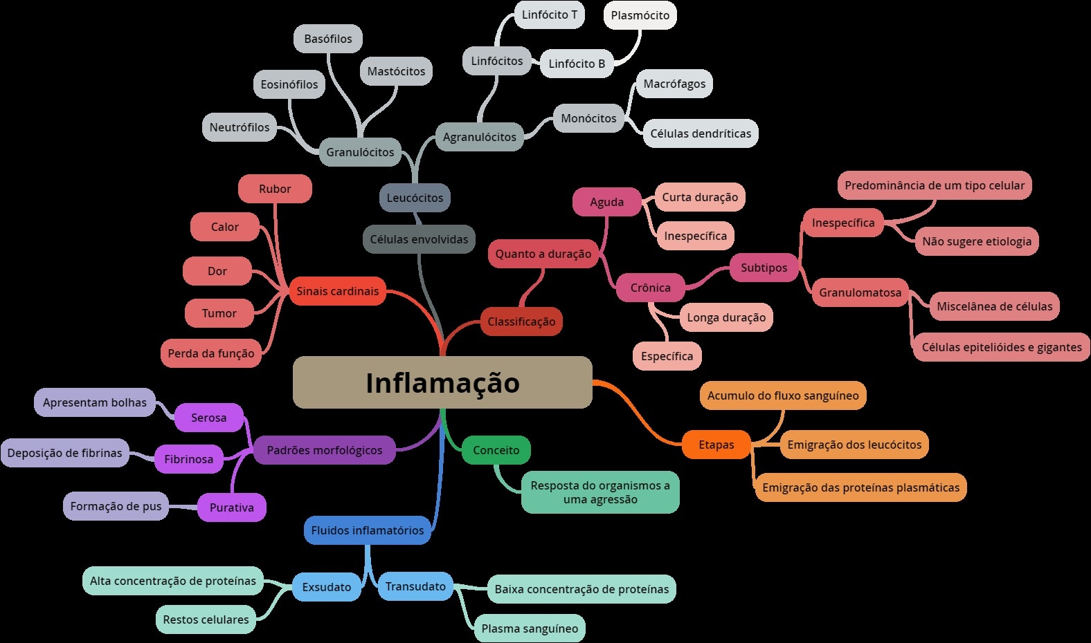 Mapas Mentais sobre INFLAMAÇÃO Study Maps