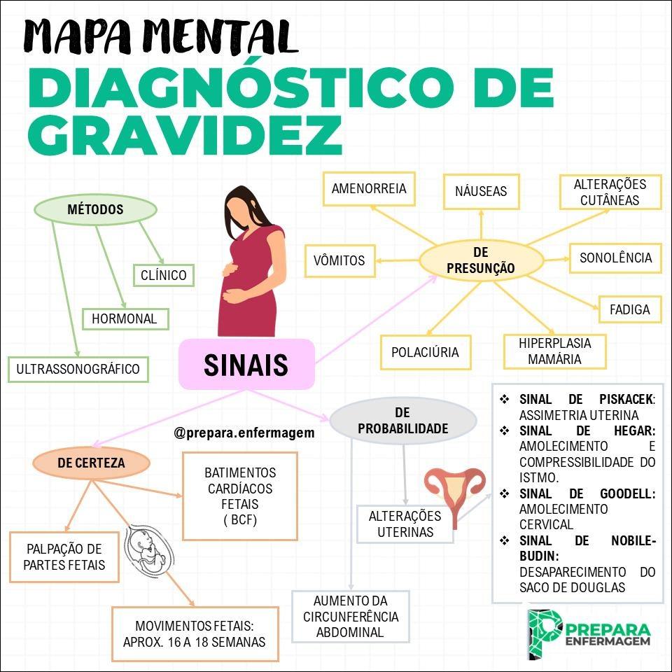 sinais de certeza : gravidez - Mapa Mental