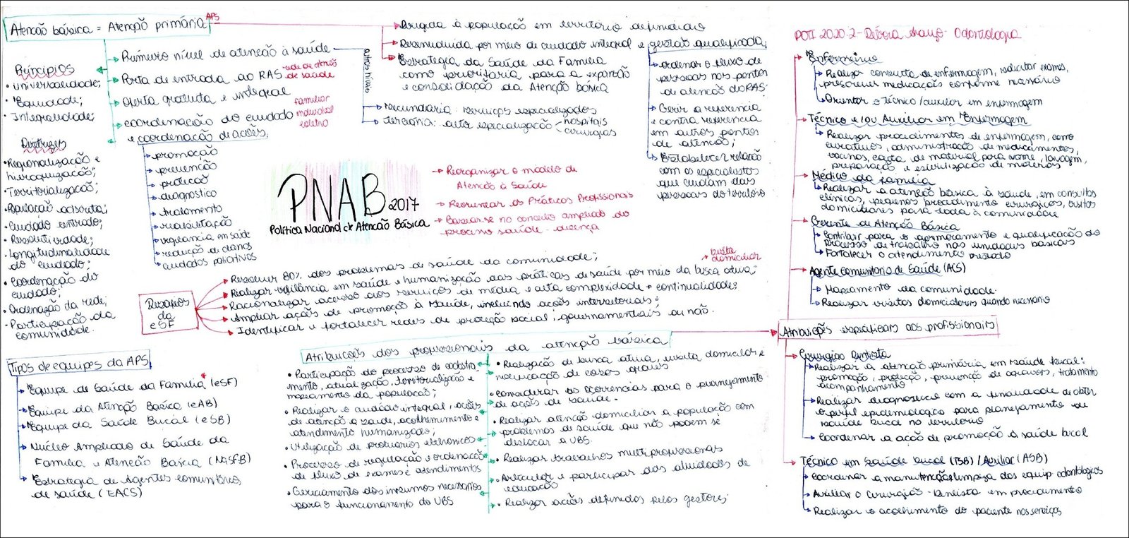 Mapa mental com primariats no centro, ramificando-se para Atenado básica 1 e Atengao APS