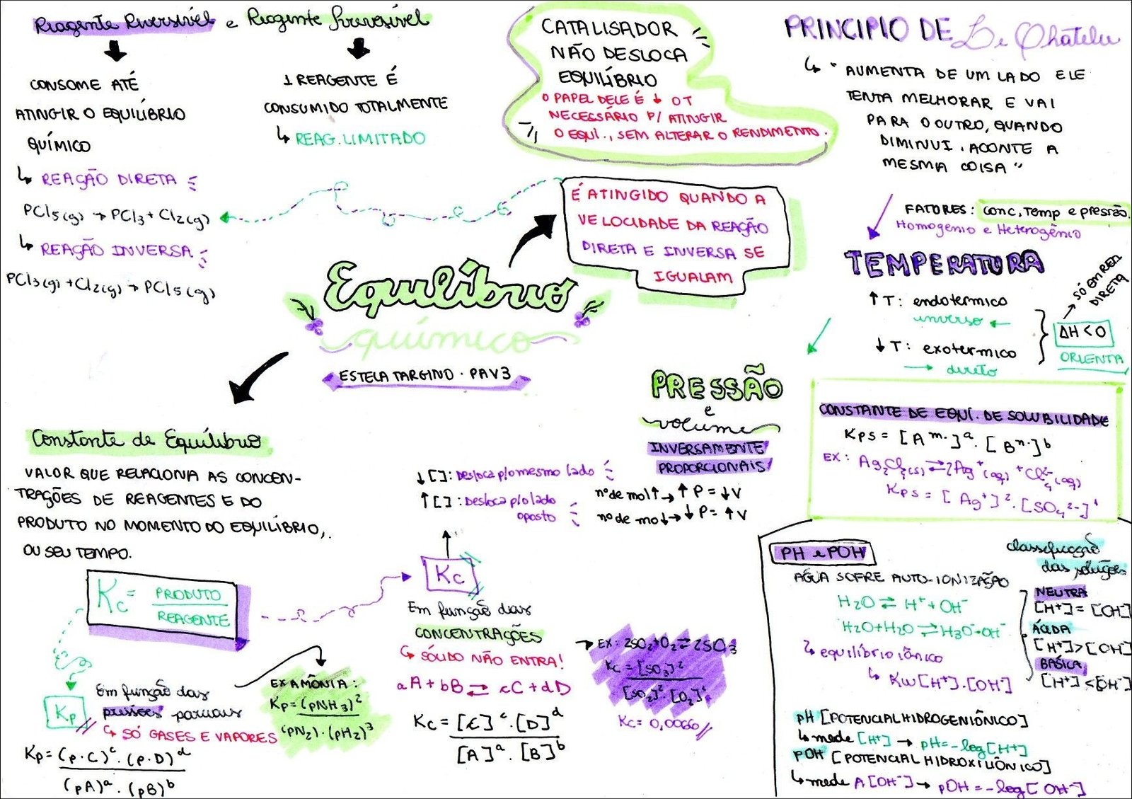 Mapa mental com a palavra Catalisador no centro, ramificando-se para Princípio de Chatelu e Químico