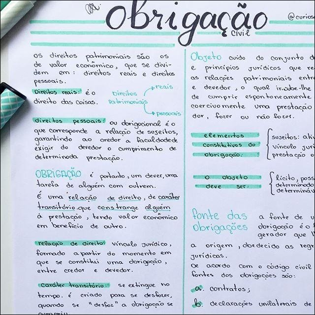 Mapa mental com Obrigação no centro, ramificando-se para os direitos patrimoniais são os, Objeto cuido do conjunto d, de valor econômico que se divi, e principios