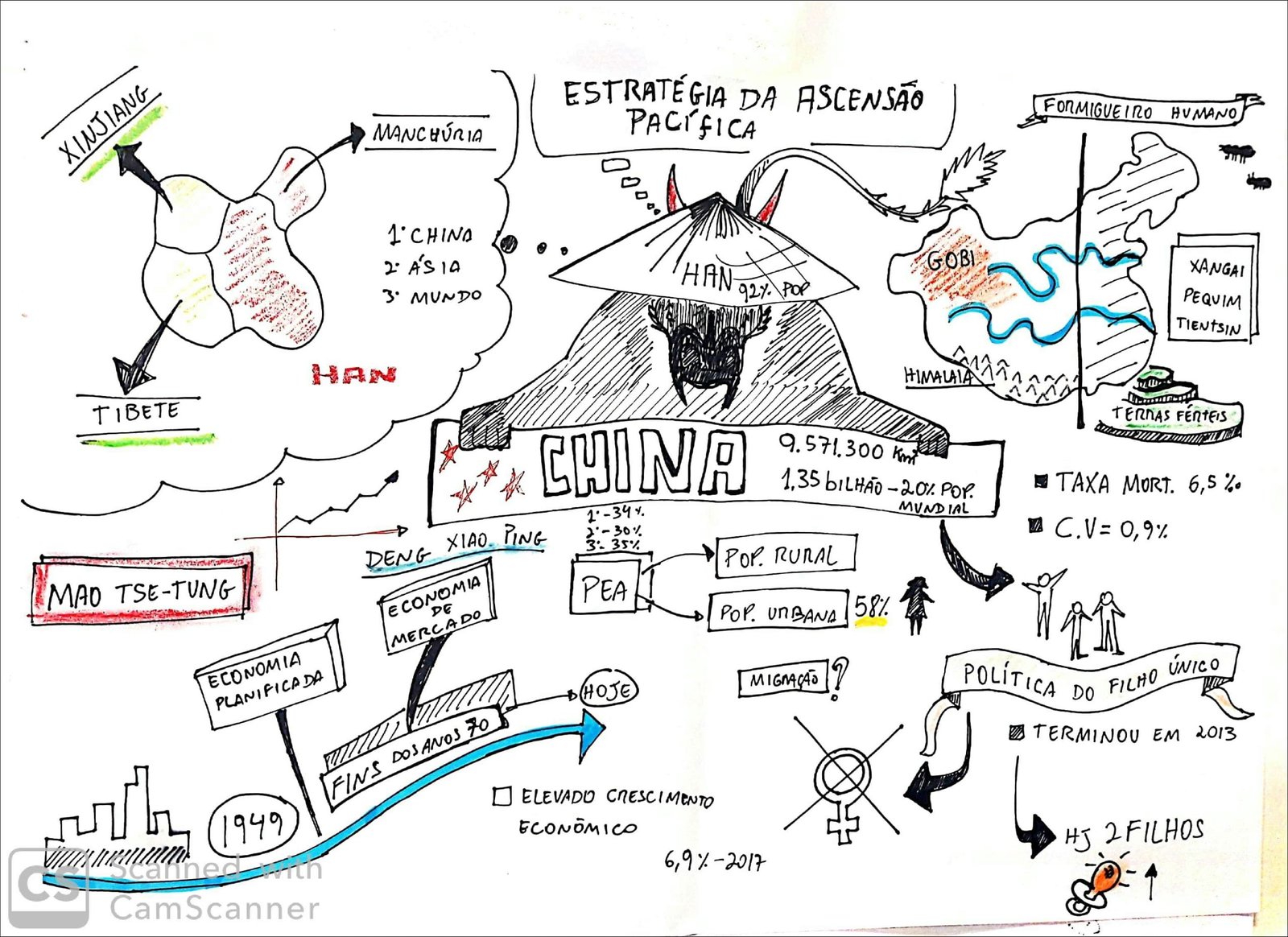 Mapa mental com Estratégia da Ascensão no centro, ramificando-se para Formigueiro Humano e Pacífica
