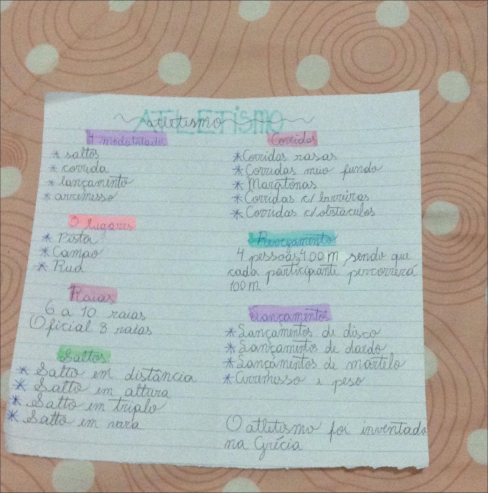 Mapa mental com a palavra Corrida no centro, ramificando-se para A saltos e Corridos rasas